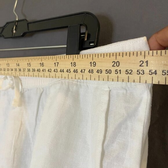 STELLA PARKER Womens white Linen Blend Cropped Capri Pants Easy Pull on Stretch - Picture 9 of 11